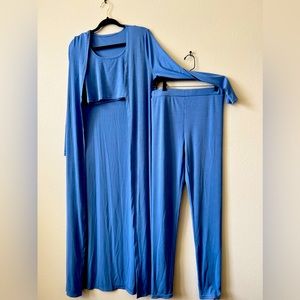 3 Piece Periwinkle (blue) Duster, Tank Top & Pant Set NWOT